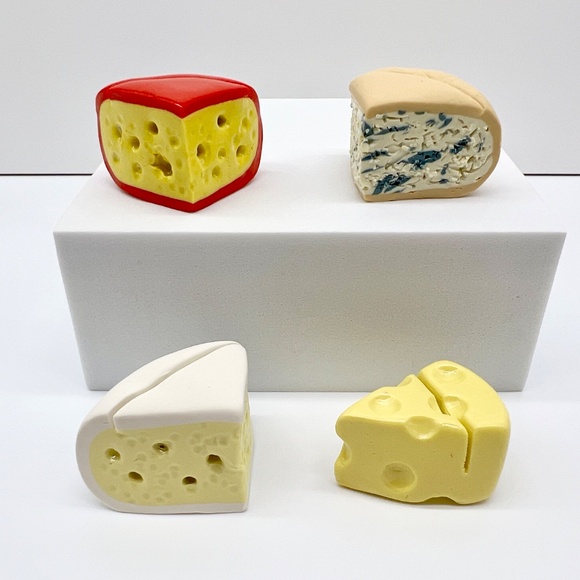 Cheese Place Card Holders - Set of 4 - Handmade Clay Brie, Gouda, Swiss, Blue - Picture 14 of 16